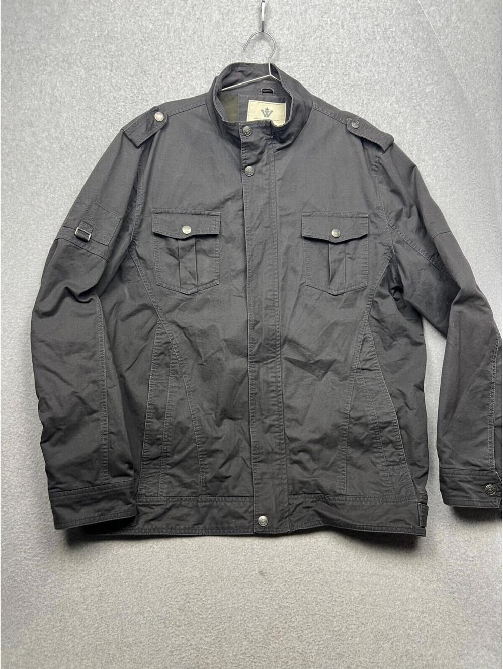 WenVen Mens Canvas Jacket Military Jacket 2X Casual Outwear Gray Cotton